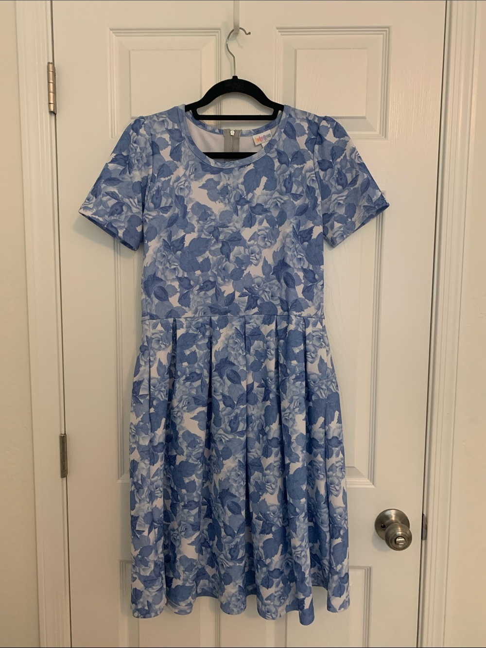 LuLaRoe Blue Floral Fit-and-Flare Dress
